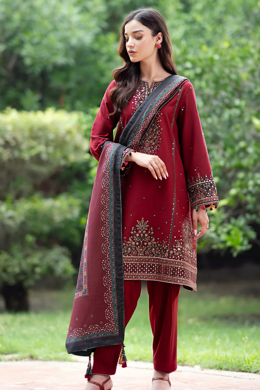 JZMEN Lawn Unstitched 3 Pc Suit