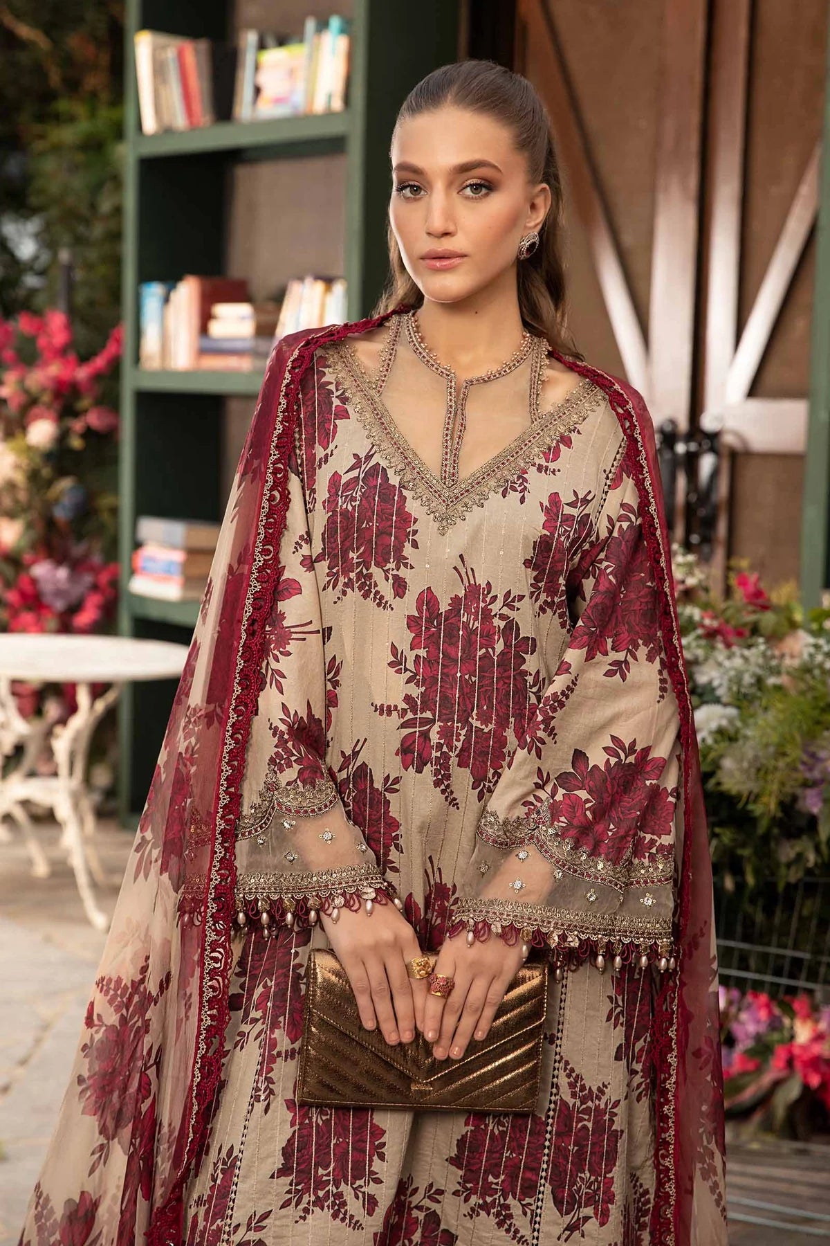 M.B Lawn 3PC Unstitched Outfit