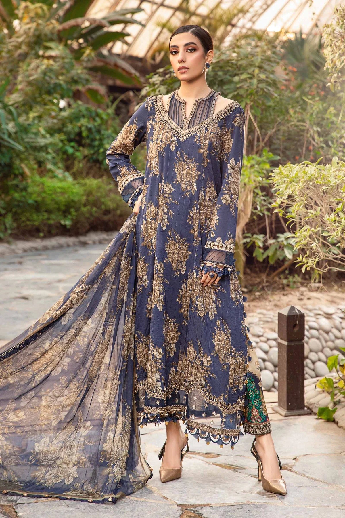 M.B Lawn 3PC Unstitched Outfit